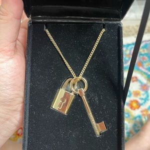 Victoria Secret gold key and lock necklace